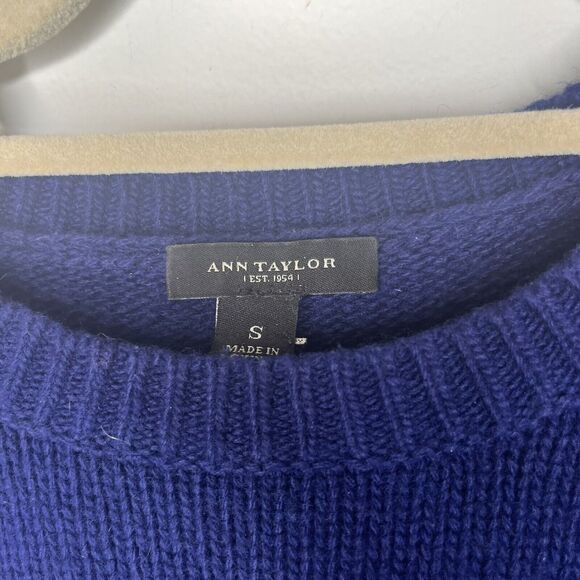 Ann Taylor Midnight Blue & Black Striped Wool Cashmere Blend Sweater size small - Picture 3 of 4